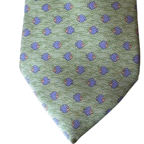STAFFORD Silk Tie Designer Geometric FISH Blue Green 58-62 x 3.75 Lot of 3 - Picture 8 of 12